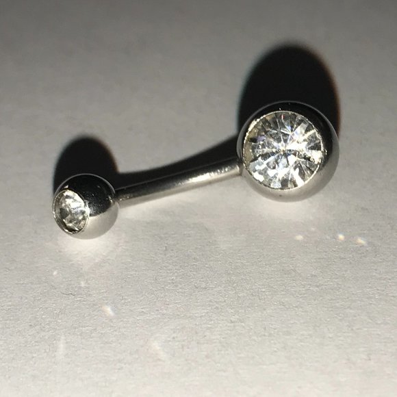 2 Gem Clear 14 gauge belly ring - Picture 1 of 2